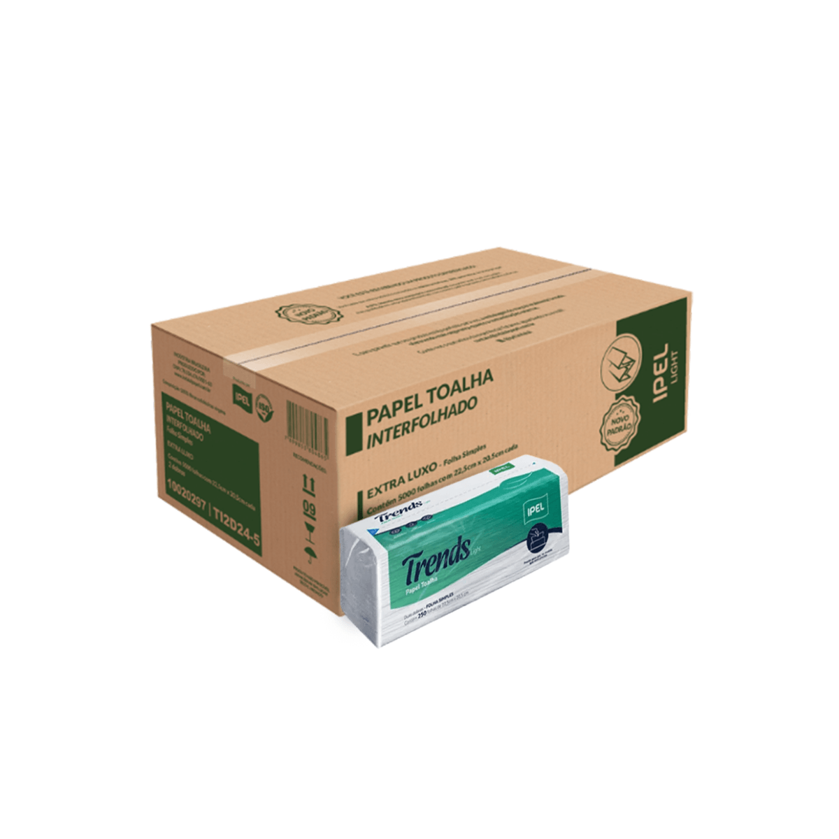 Papel Toalha Interfolha 2 Dobras Folha Simples Trends Light 5.000 folhas